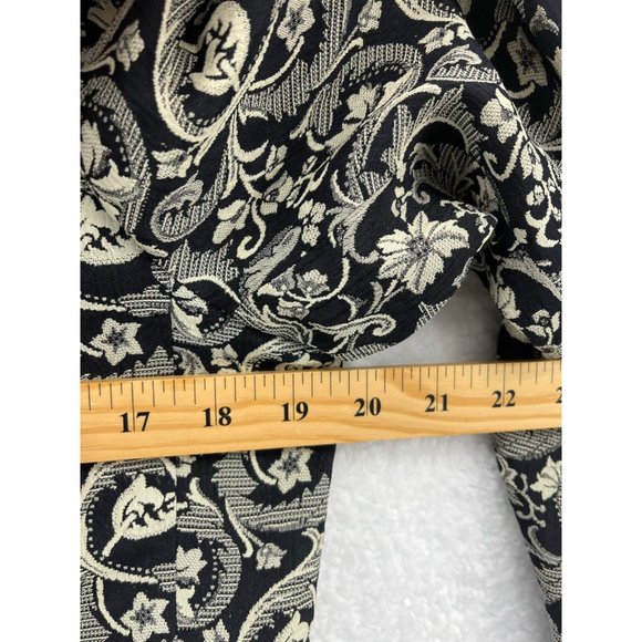 Adolfo Atelier Womens Blazer Black Floral Embroidered Lined Side Slit V Neck 10 - Picture 5 of 8